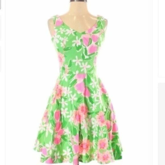 Lilly Pulitzer Dress Floral Green - Picture 1 of 8